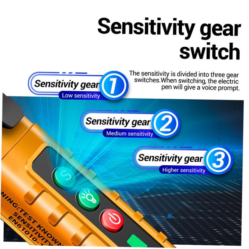 Yellow Non Contact Voltage Tester Pen Electrician Tool With Voice Broadcast - Image 3